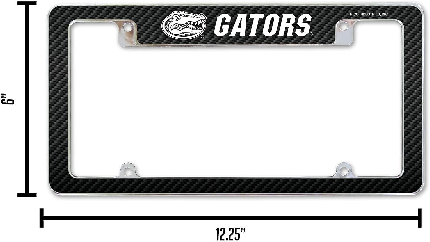 University of Florida Gators Metal License Plate Frame Chrome Tag Cover 12x6 Inch Carbon Fiber Design 5