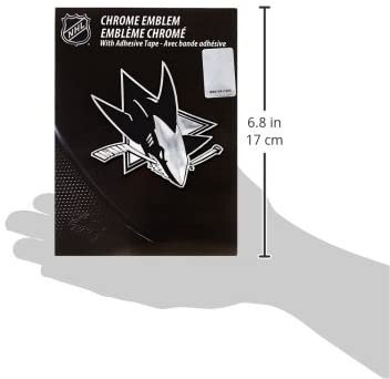 San Jose Sharks Auto Emblem, Plastic Molded, Silver Chrome Color, Raised 3D Effect, Adhesive Backing 5