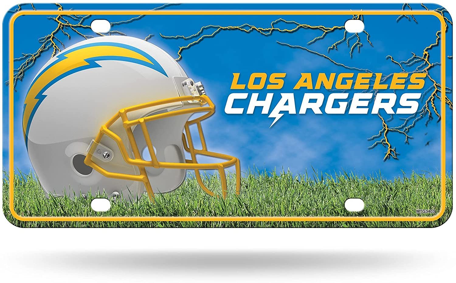 Los Angeles Chargers Metal Auto Tag License Plate, Field Design, 6x12 Inch 1