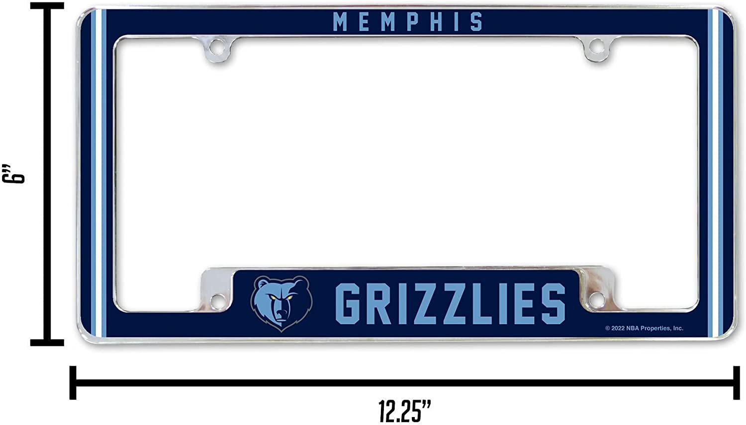 Memphis Grizzlies Metal License Plate Frame Chrome Tag Cover Alternate Design 6x12 Inch 4