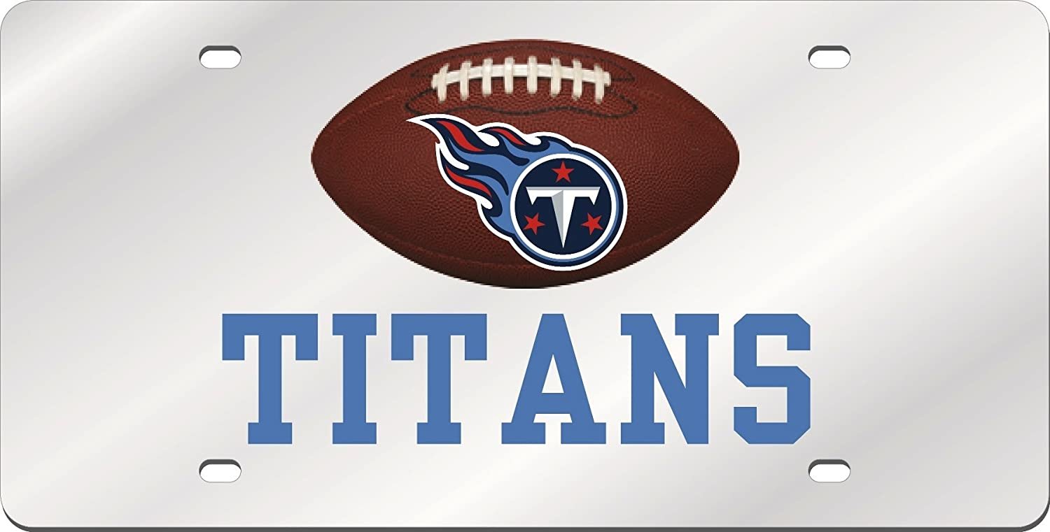 Tennessee Titans Premium Laser Tag License Plate, Mirrored Acrylic, Football Cut Out Design, 6x12 Inch 1