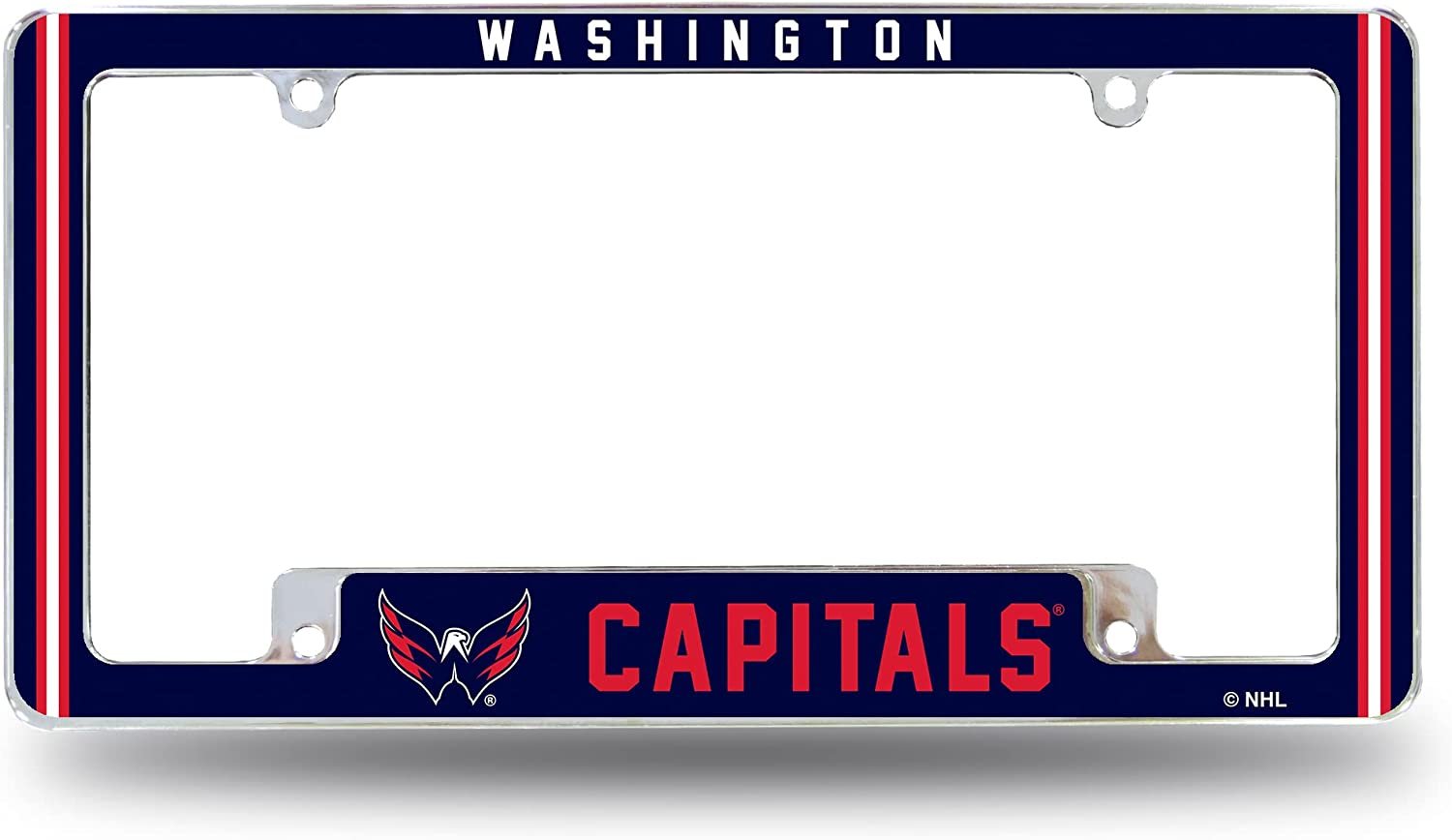 Washington Capitals Metal License Plate Frame Chrome Tag Cover Alternate Design 6x12 Inch