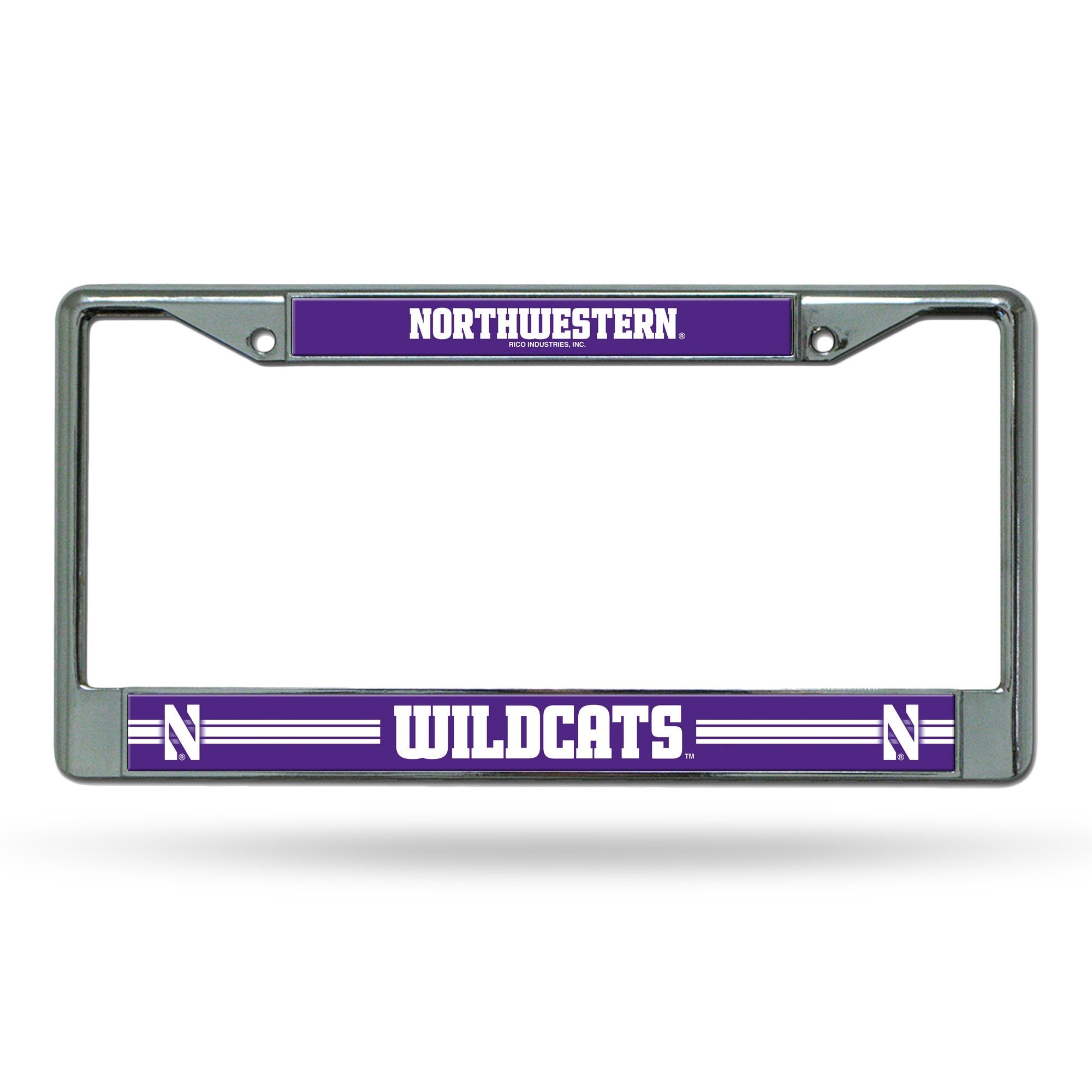 Northwestern University Wildcats Premium Metal License Plate Frame Chrome Tag Cover, 12x6 Inch