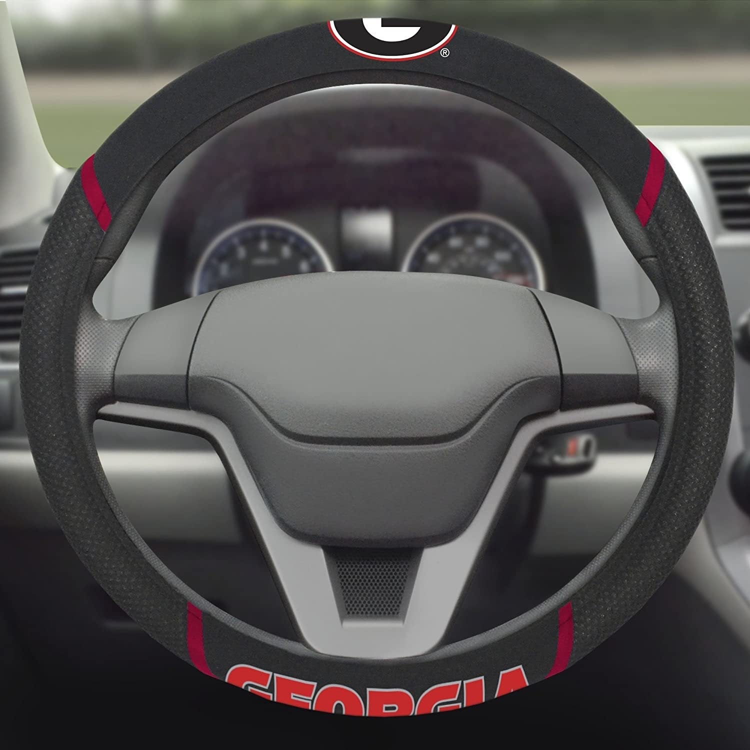 Georgia Bulldogs Steering Wheel Cover Embroidered Black 15 Inch University of 3