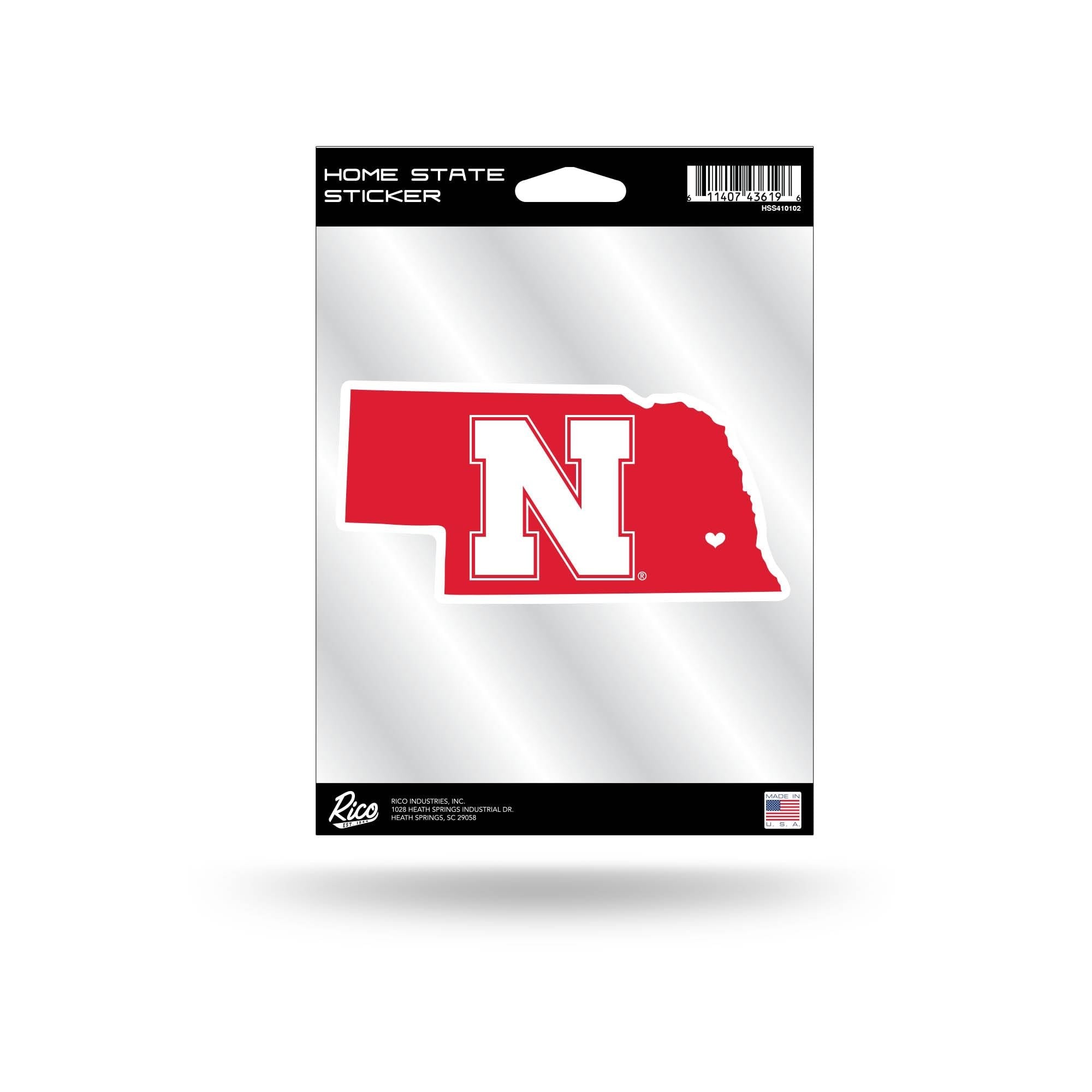 University of Nebraska Cornhuskers 5 Inch Sticker Decal, Home State Design, Flat Vinyl, Full Adhesive Backing