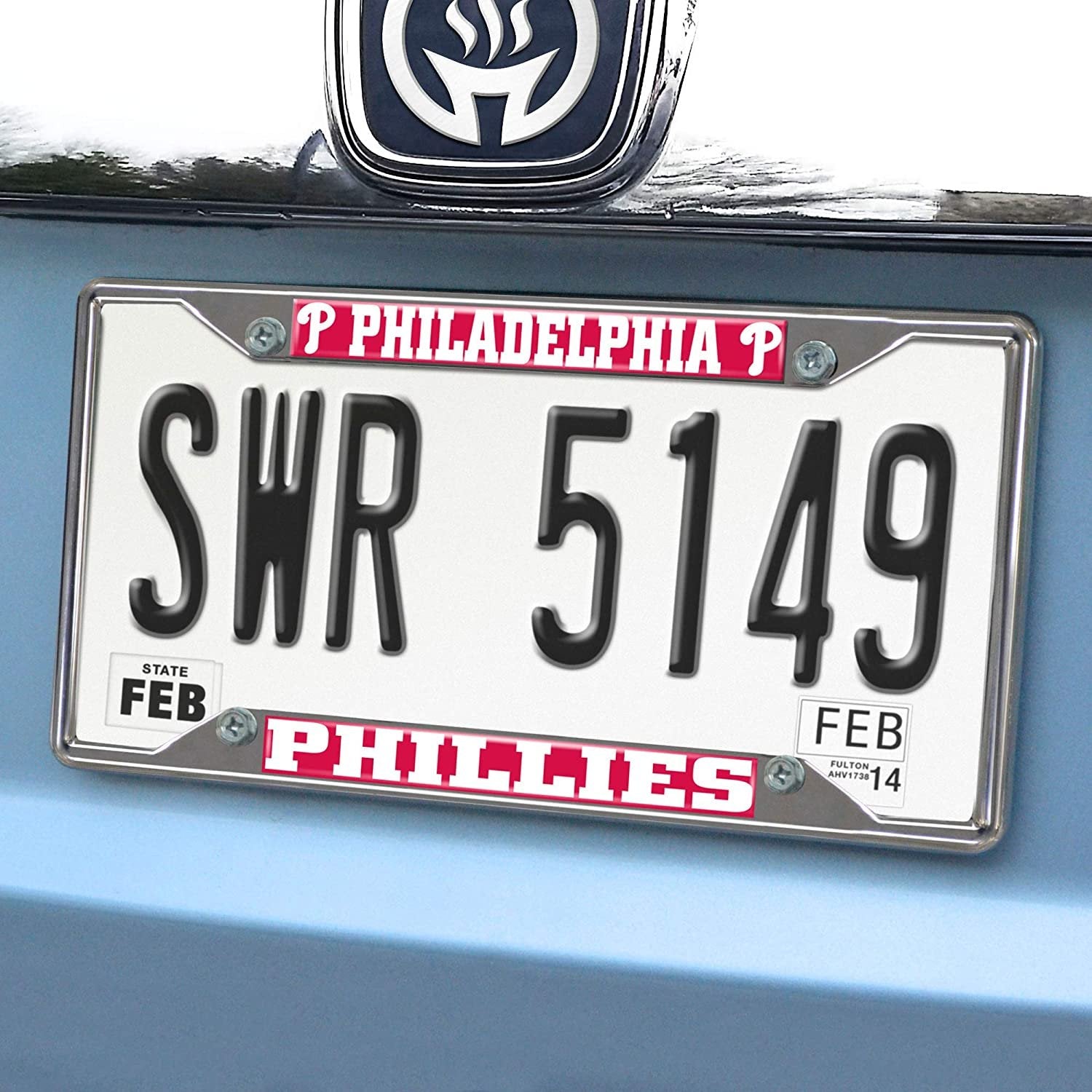 Philadelphia Phillies Metal License Plate Frame Tag Cover Chrome 6x12 Inch 2