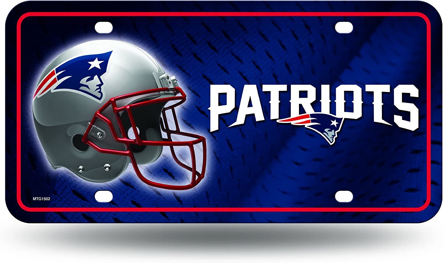 New England Patriots Metal Auto Tag License Plate, Helmet Design, 12x6 Inch 1