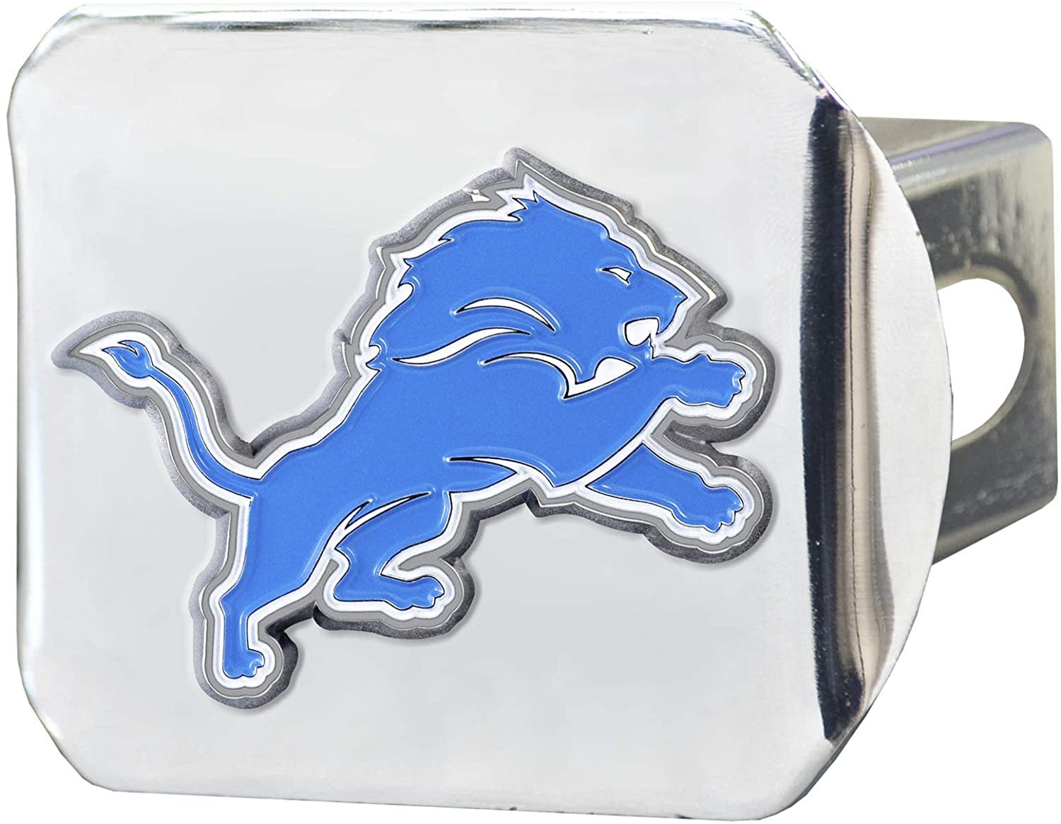 Detroit Lions Hitch Cover Solid Metal with Raised Color Metal Emblem 2" Square Type III