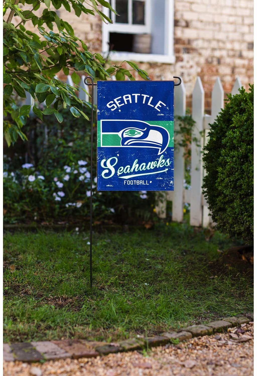 Seattle Seahawks Premium Garden Flag Banner, Double Sided, Retro Vintage Style, Linen, 13x18 Inch 3