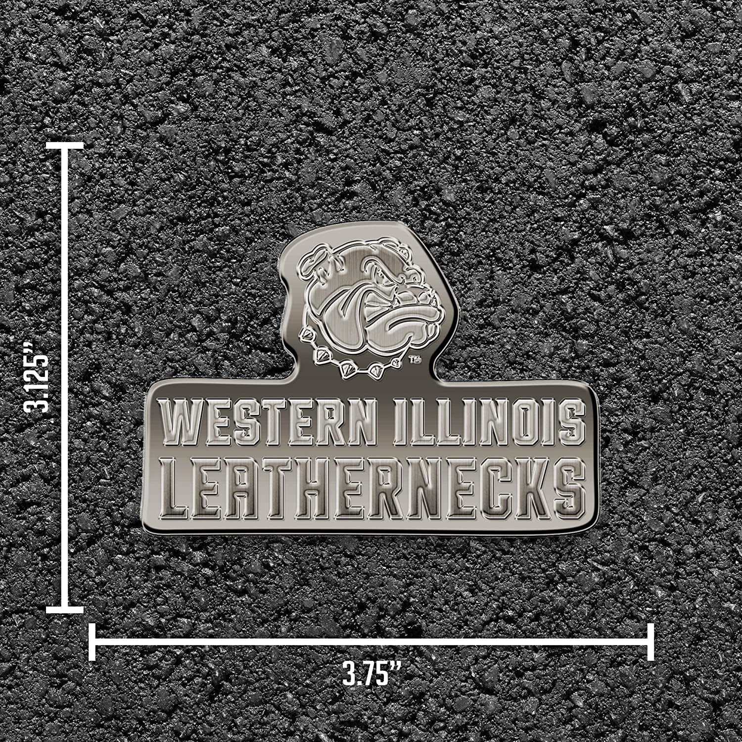Western Illinois Leathernecks Solid Metal Auto Emblem Antique Nickel for Car/Truck/SUV 5