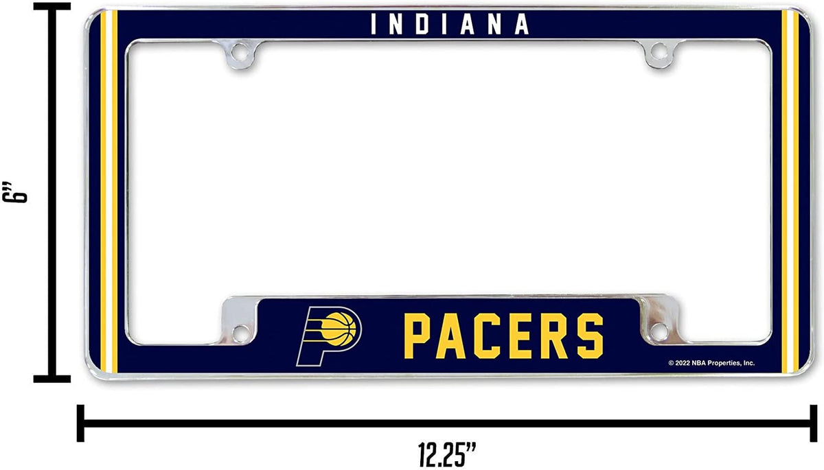 Indiana Pacers Metal License Plate Frame Chrome Tag Cover Alternate Design 6x12 Inch 4