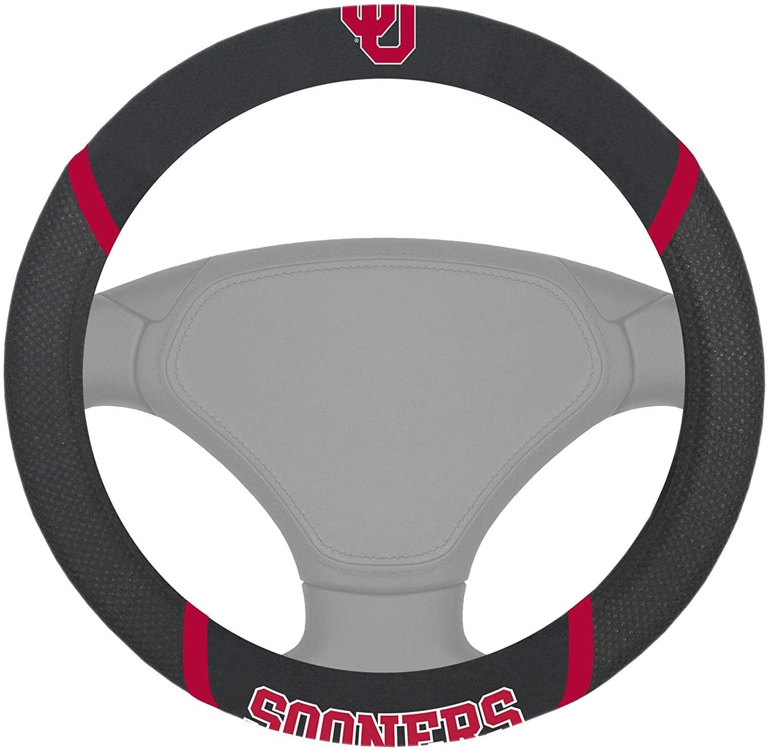 Oklahoma Sooners Steering Wheel Cover Premium Embroidered Black 15 Inch University of 1