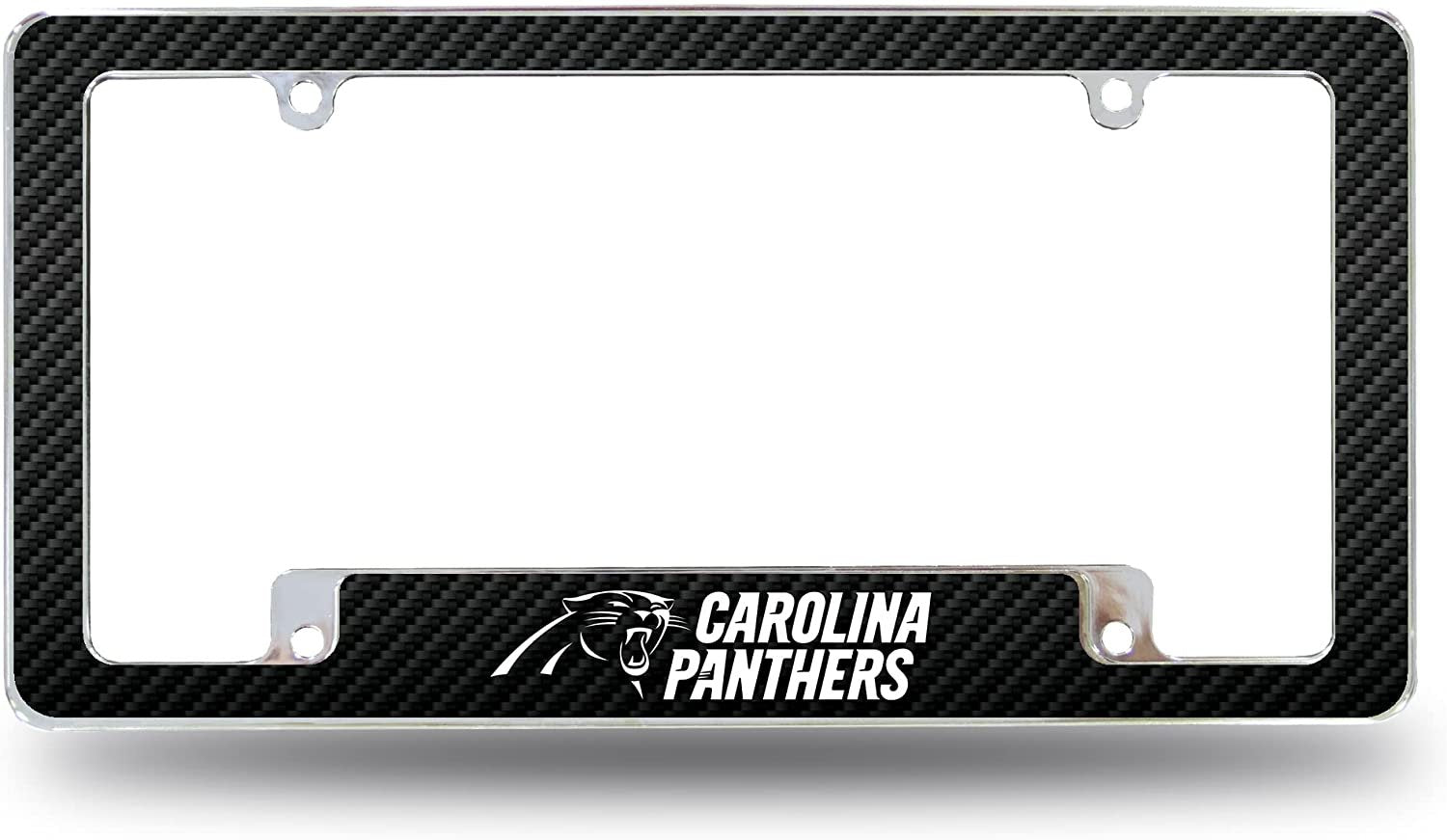 Carolina Panthers Metal License Plate Frame Chrome Tag Cover Carbon Fiber Design 6x12 Inch 1