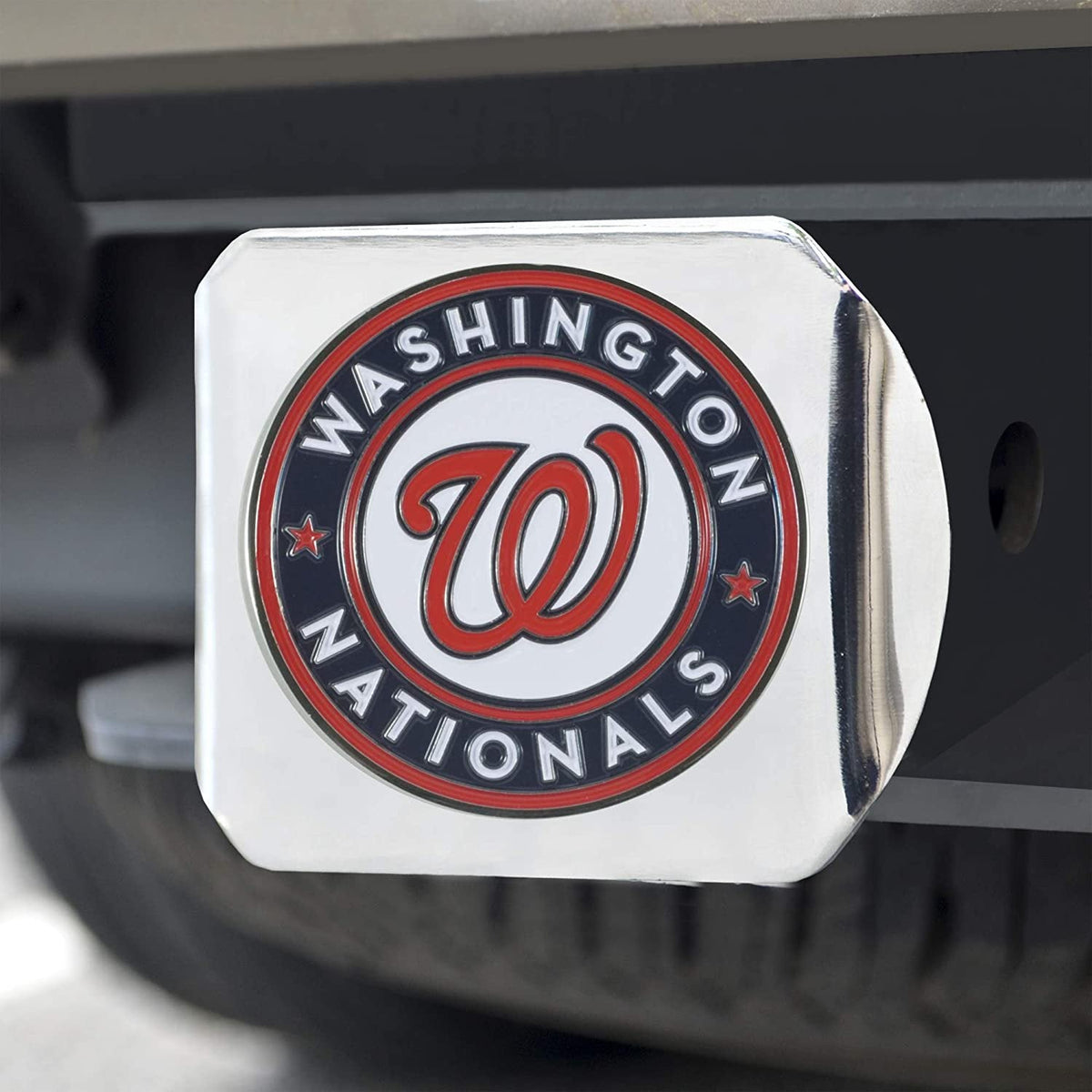 Washington Nationals Hitch Cover Solid Metal with Color Metal Emblem 2" Square Type III