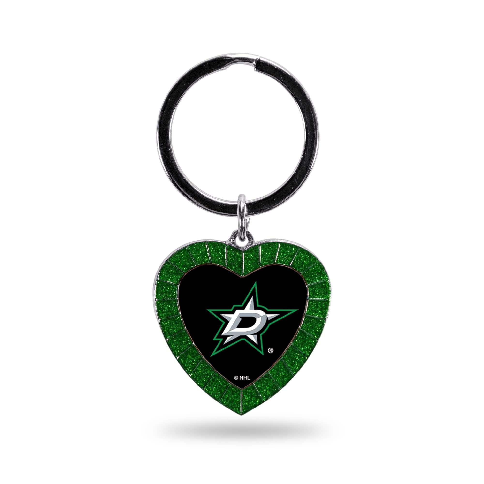 Rico Industries NHL Dallas Stars Team Color Rhinestone Heart Keychain