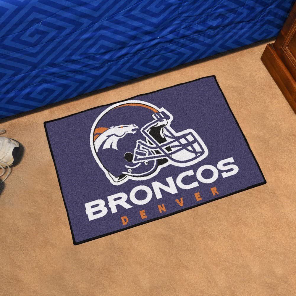 Denver Broncos Floor Mat Area Rug, 20x30 Inch, Nylon, Anti-Skid Backing 1