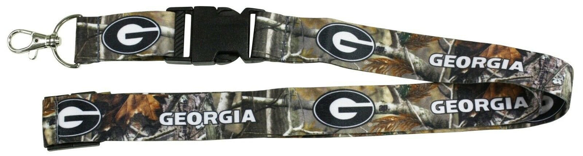 University of Georgia Bulldogs Camo Lanyard Keychain Double Sided Breakaway Safety Design Adult 18 Inch