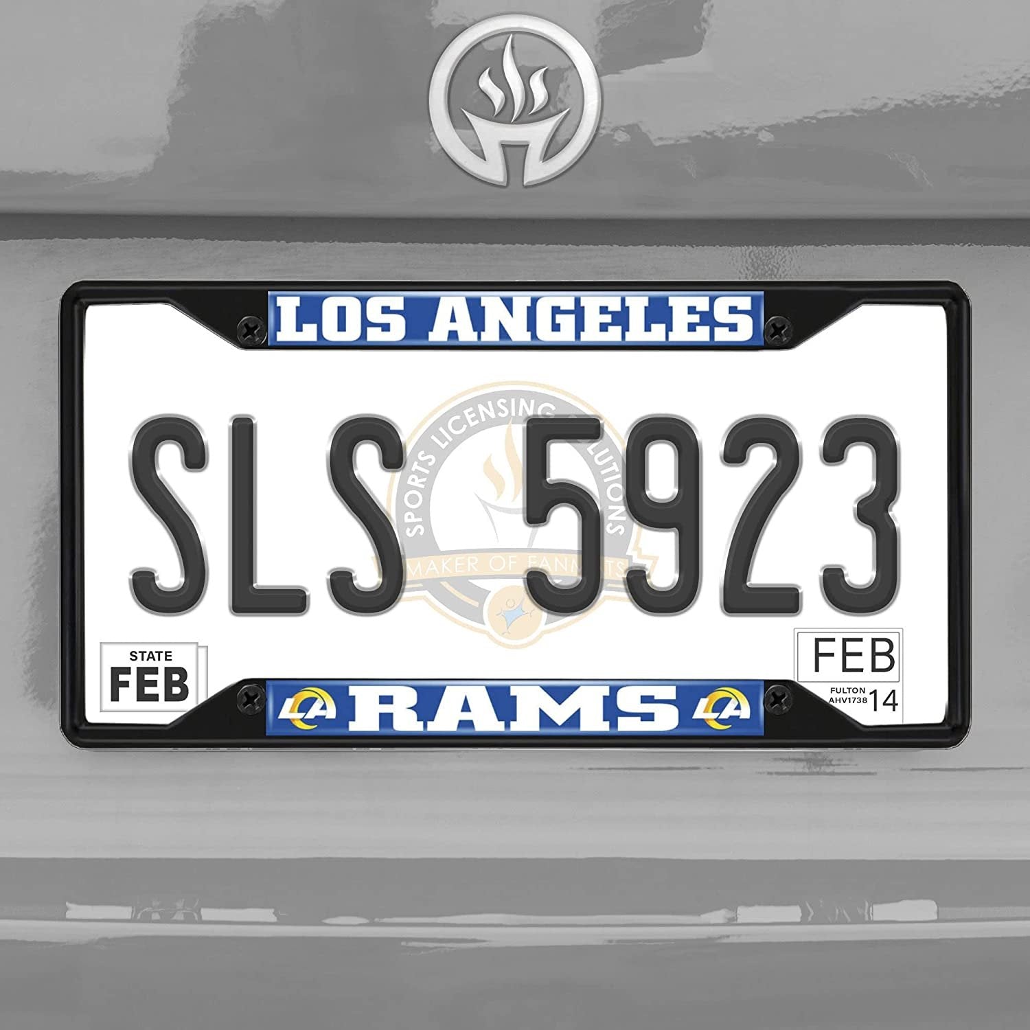 FANMATS 31363 Los Angeles Rams Metal License Plate Frame Black Finish