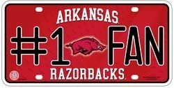 Arkansas Razorbacks 360101#1 Fan Metal License Plate Tag University of 1
