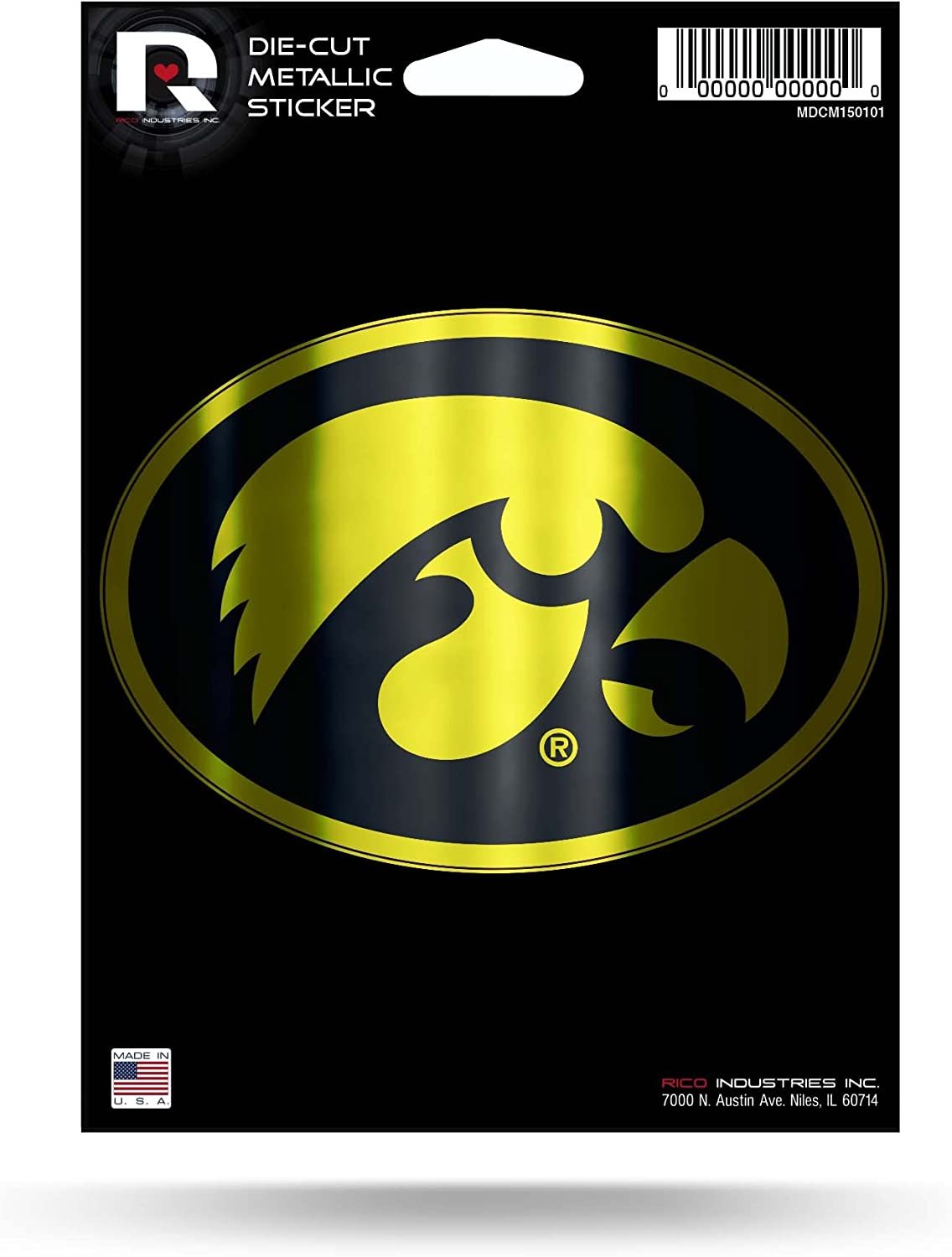 University of Iowa Hawkeyes 5 Inch Die Cut Shimmer Metallic Decal Sticker Flat Vinyl