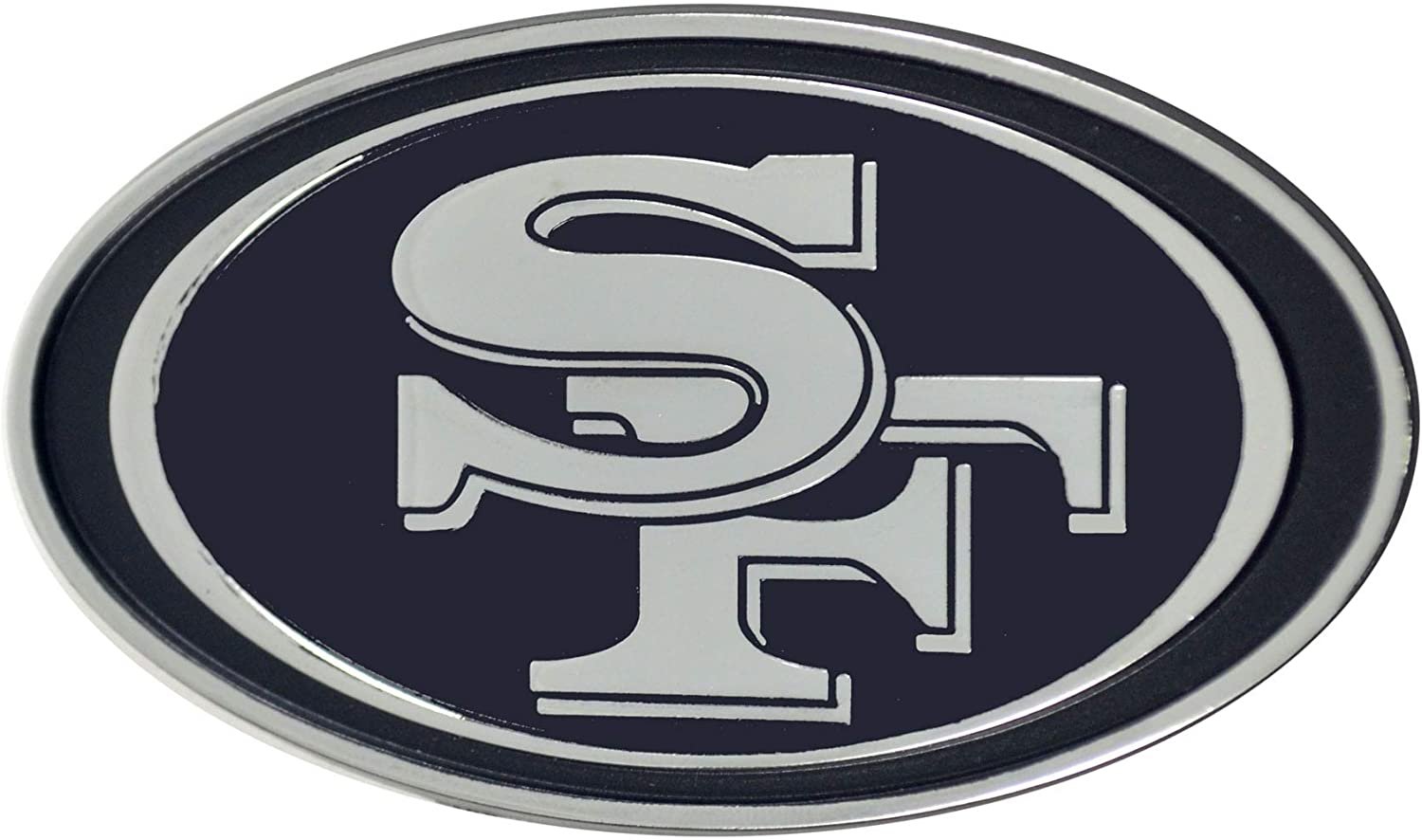 San Francisco 49ers Premium Solid Metal Raised Auto Emblem, Shape Cut, Adhesive Backing 1