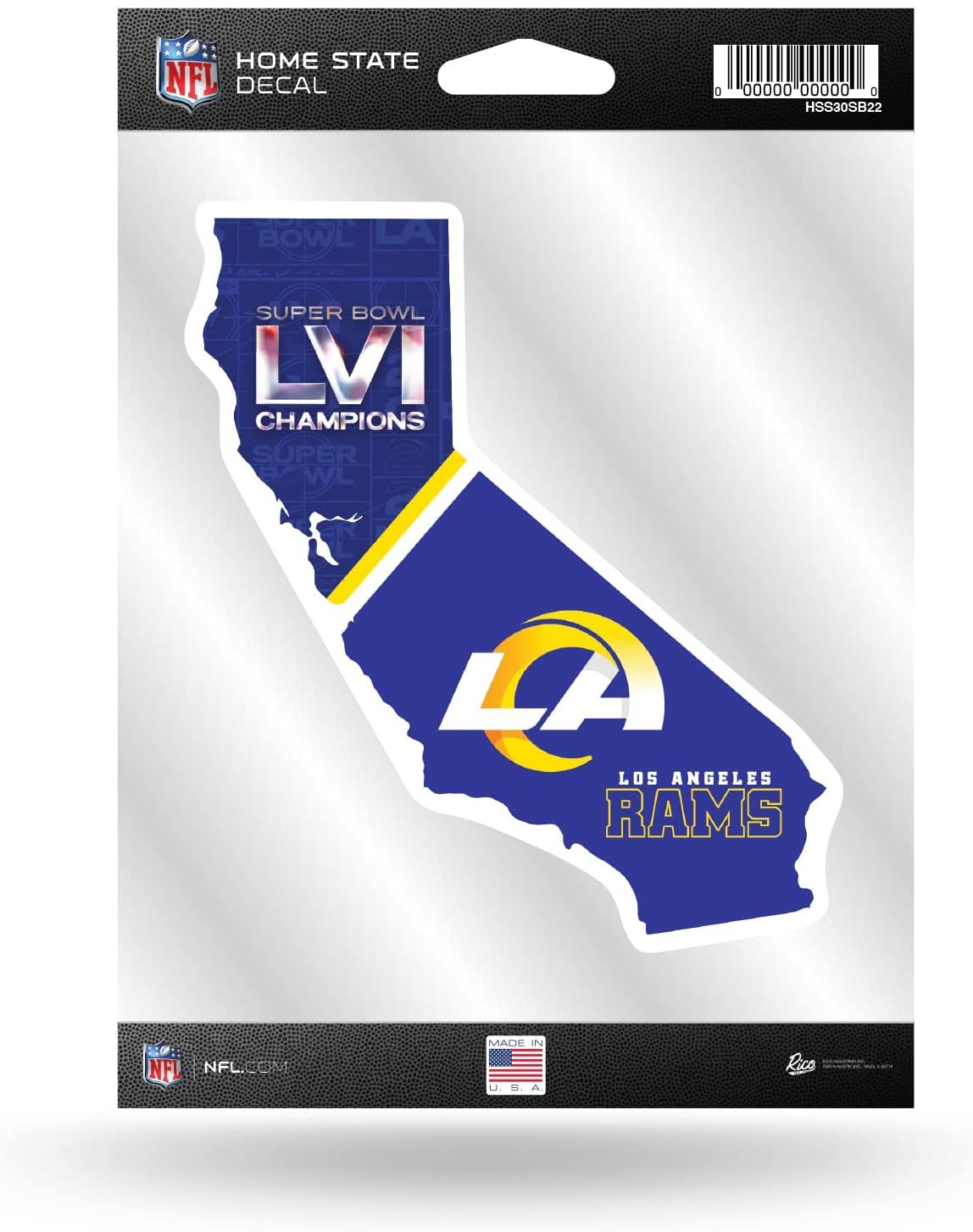 Los Angeles Rams Super Bowl LVI Champions 5 Inch Sticker Decal, Home State Design, Flat Vinyl, Full Adhesive Backing 1