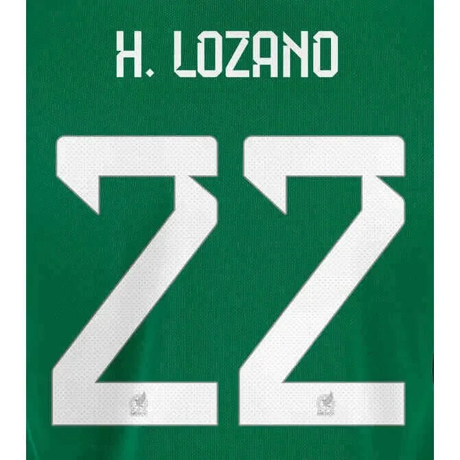 Mexico 2022-23 Home Lozano #22 Youth Jersey Name Set 1