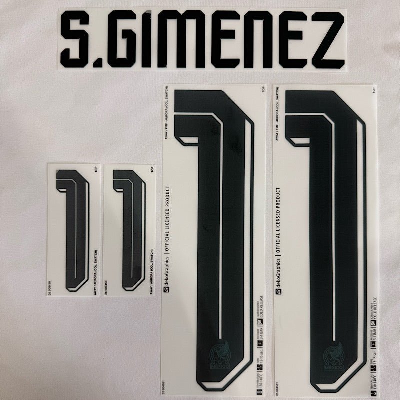 Mexico 2026- Away S. GIMENEZ #11 Official Name Set 1