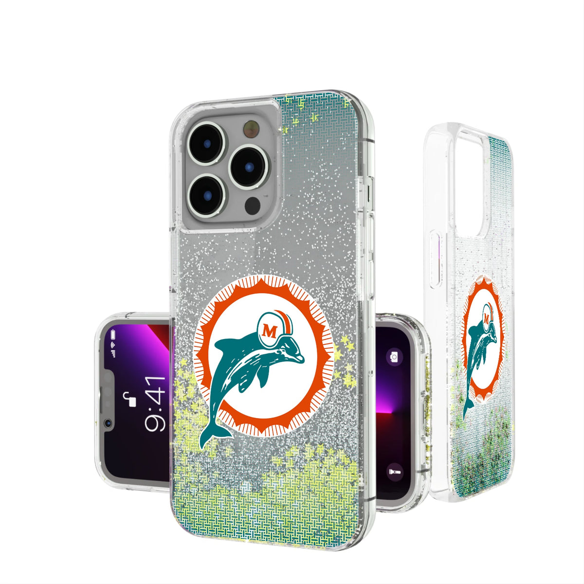 Miami Dolphins 1966-1973 Historic Collection Linen Glitter Phone Case 4