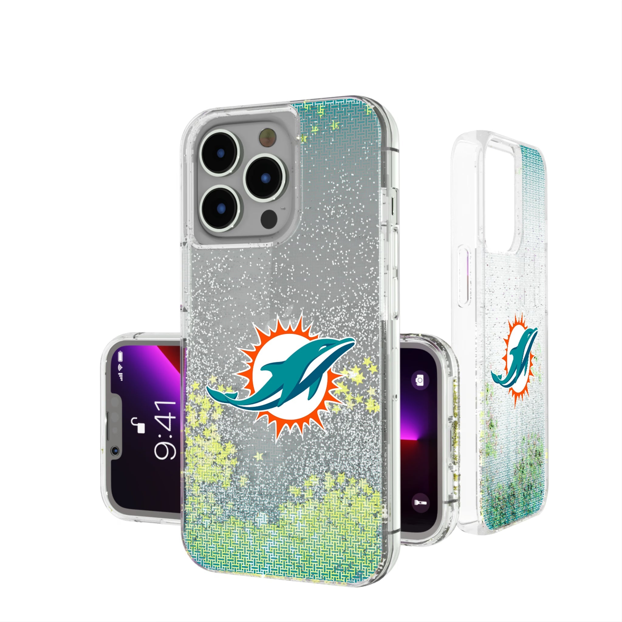 Miami Dolphins Linen Glitter Phone Case 16