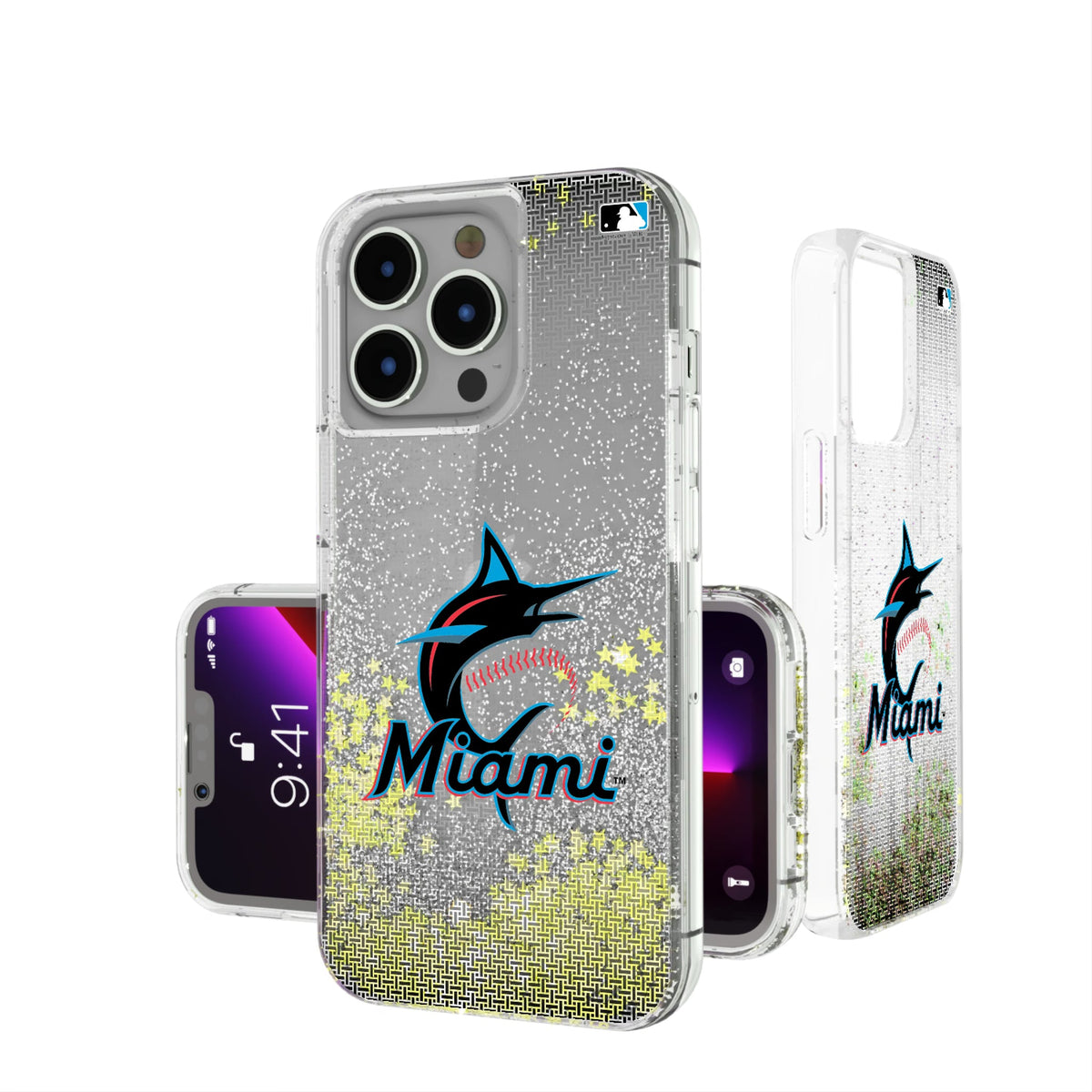Miami Marlins Linen Glitter Phone Case 15