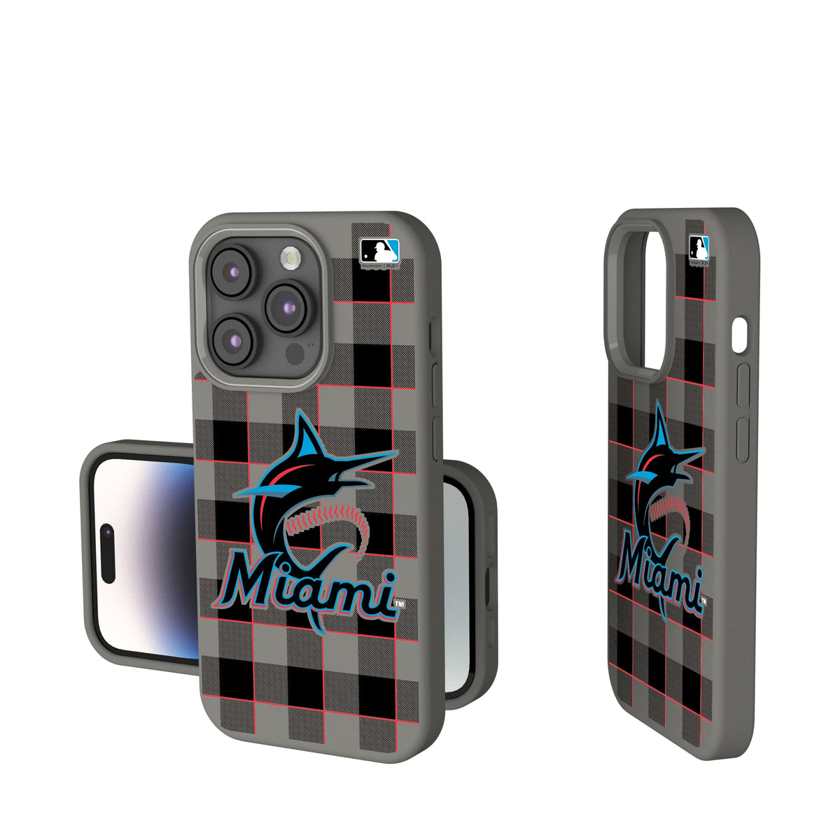 Miami Marlins Plaid Soft Touch Phone Case 12