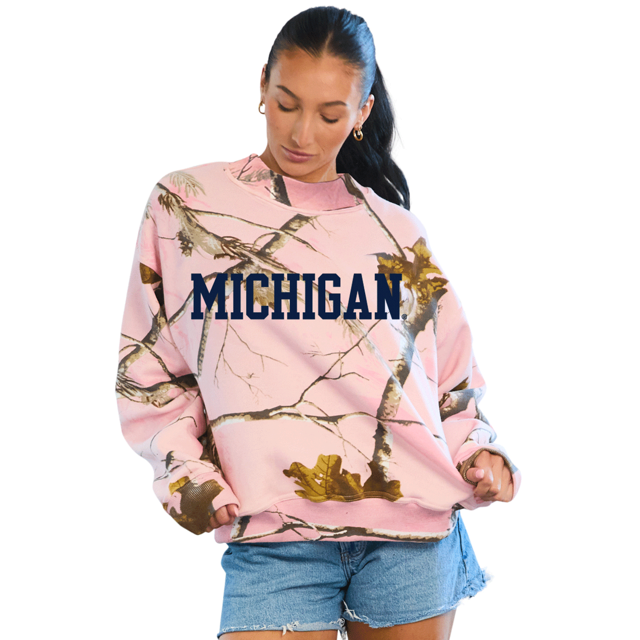 University of Michigan Camo Mock Neck Sweatshirt | lojobands 2