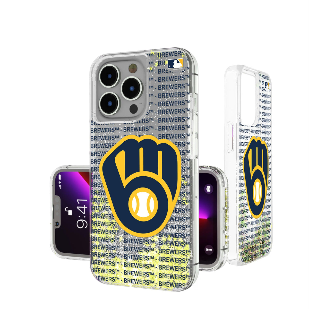 Milwaukee Brewers Text Backdrop Glitter Phone Case 16