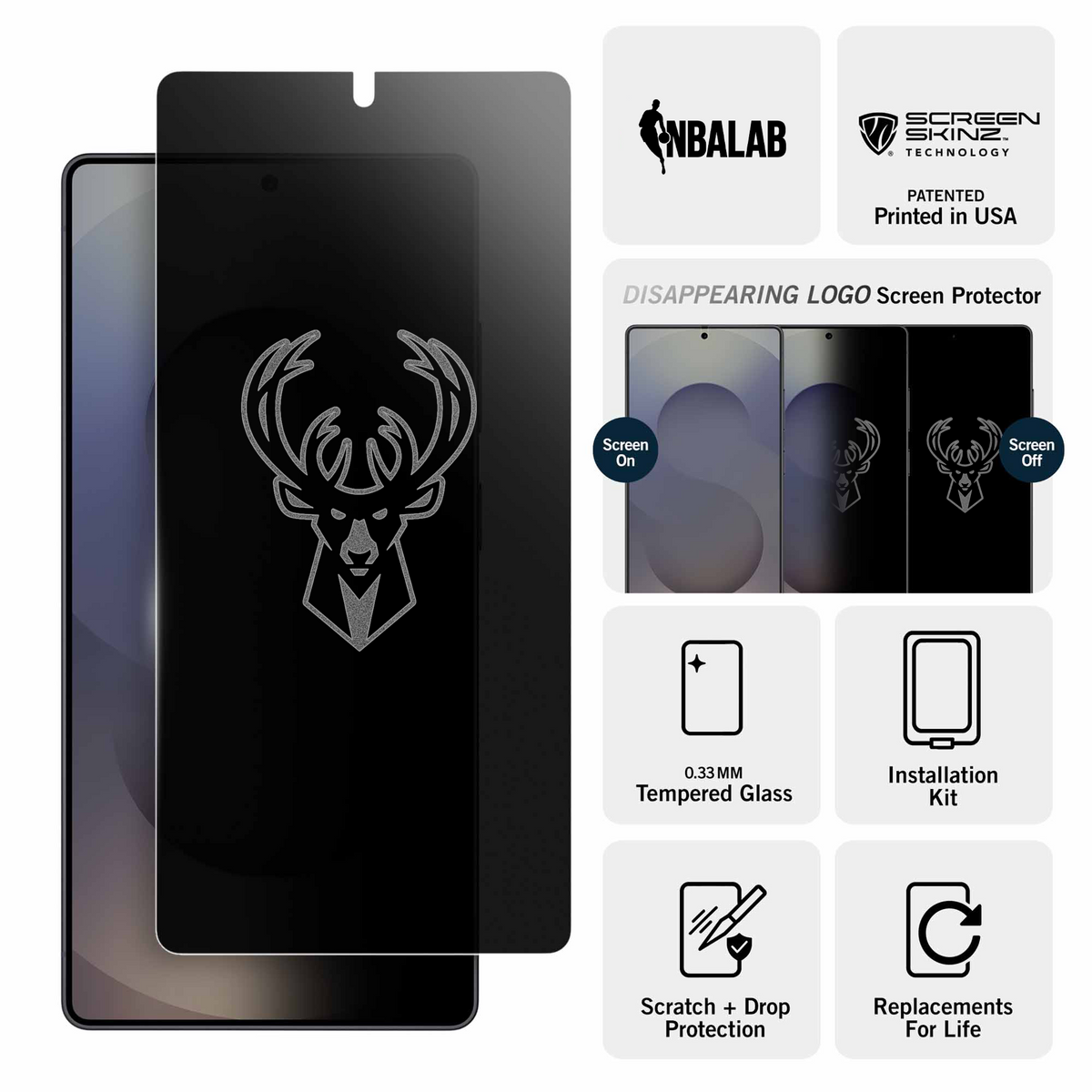 Milwaukee Bucks Samsung Privacy Screen Protector 3