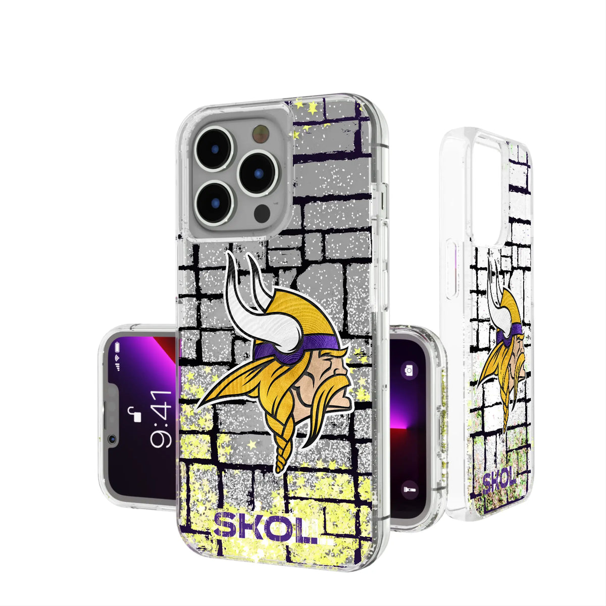 Minnesota Vikings Brick Wall Glitter Phone Case for Apple iPhone 17 Series 14