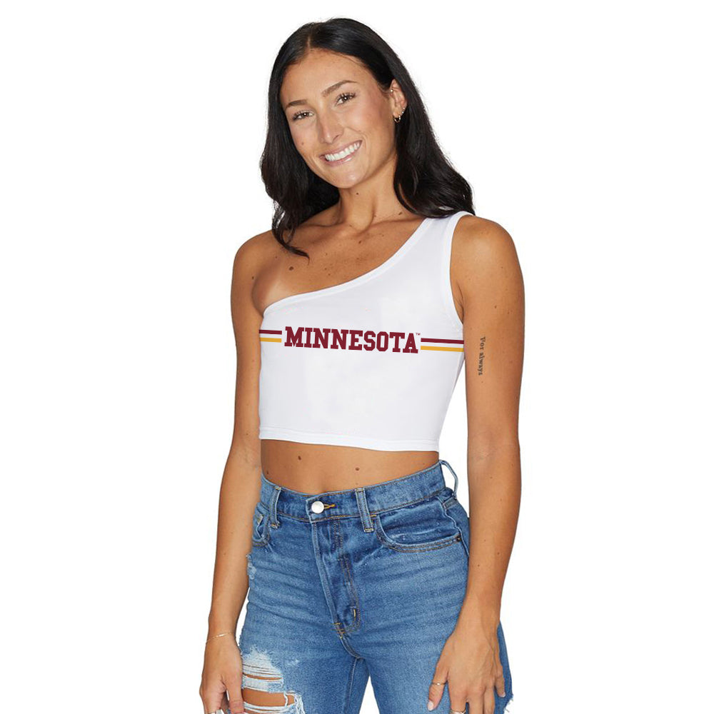 Minnesota White One Shoulder Top | lojobands