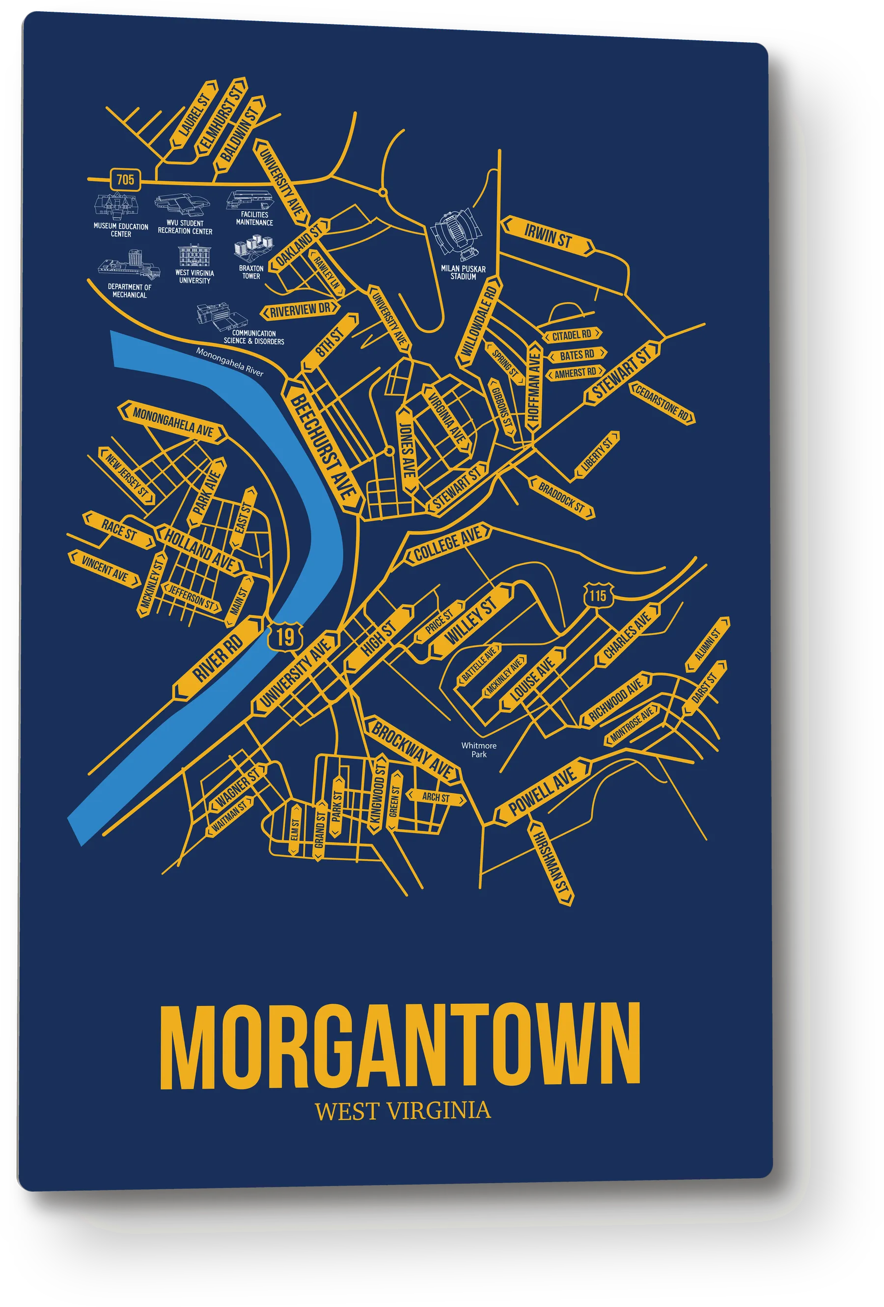 Morgantown, West Virginia street map 1