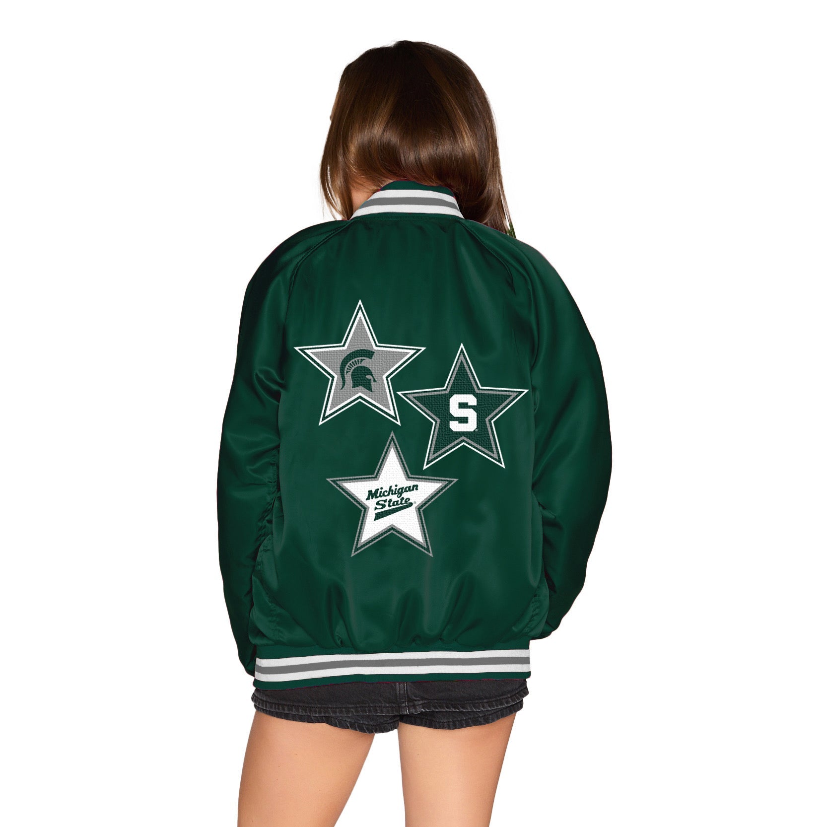 Michigan State Satin Letterman Bomber Jacket | lojobands