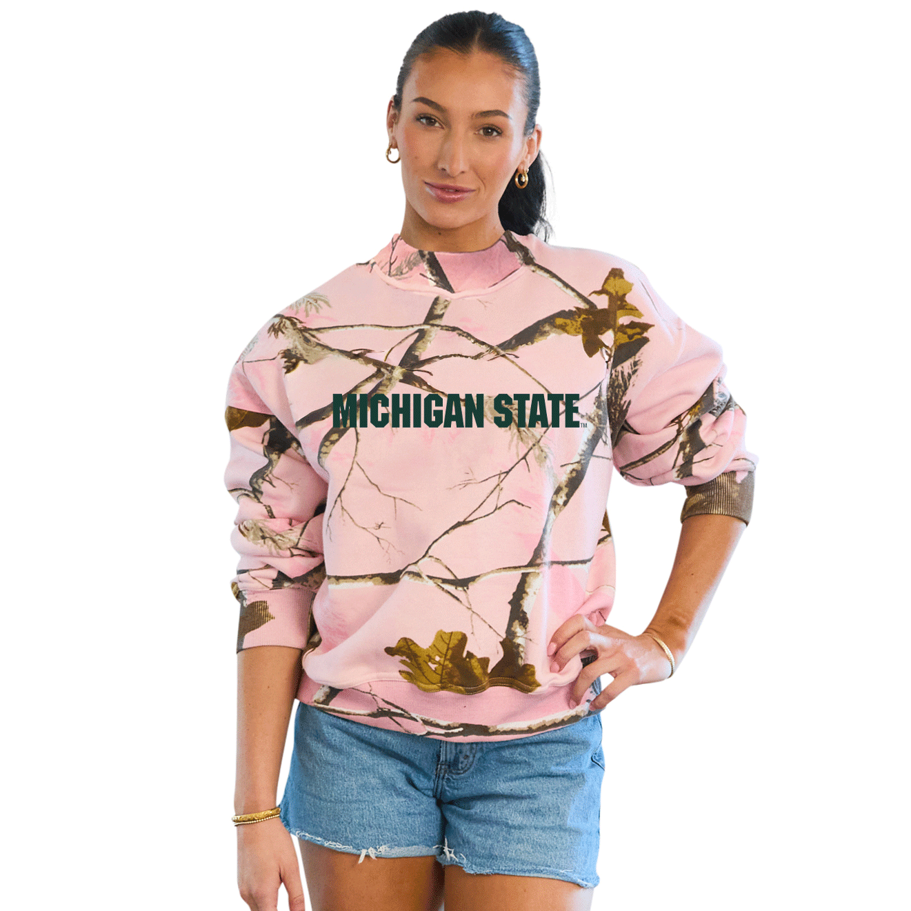 Michigan State Camo Mock Neck Sweatshirt | lojobands 1