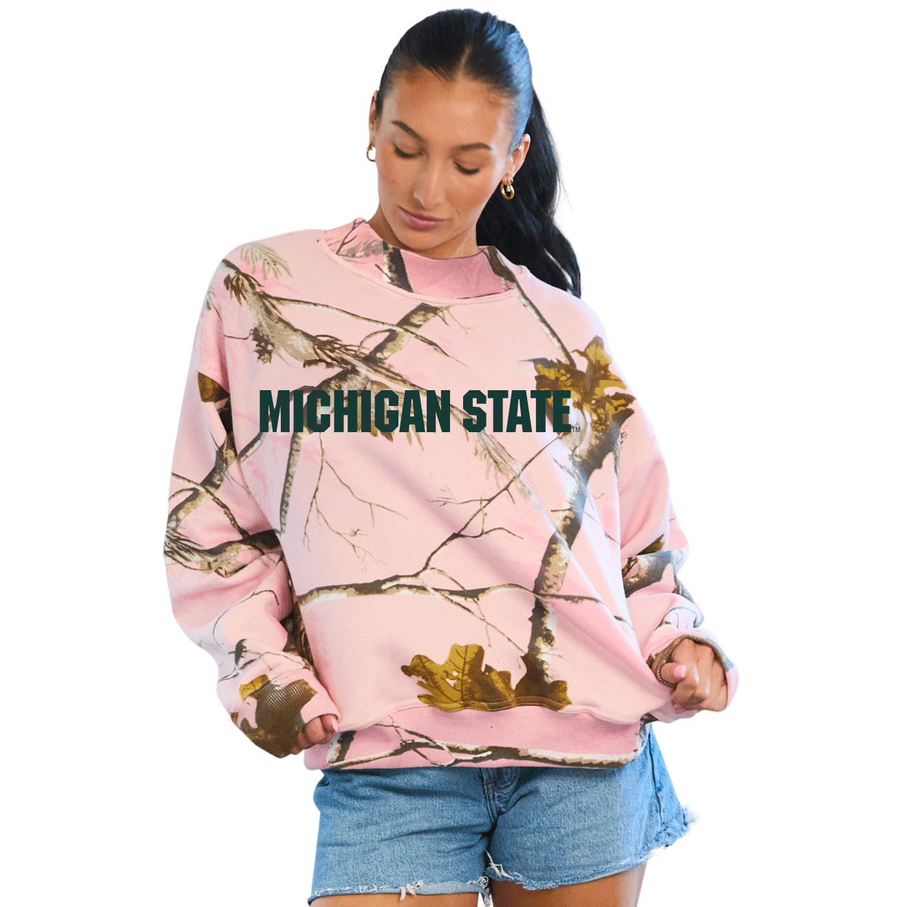 Michigan State Camo Mock Neck Sweatshirt | lojobands 2