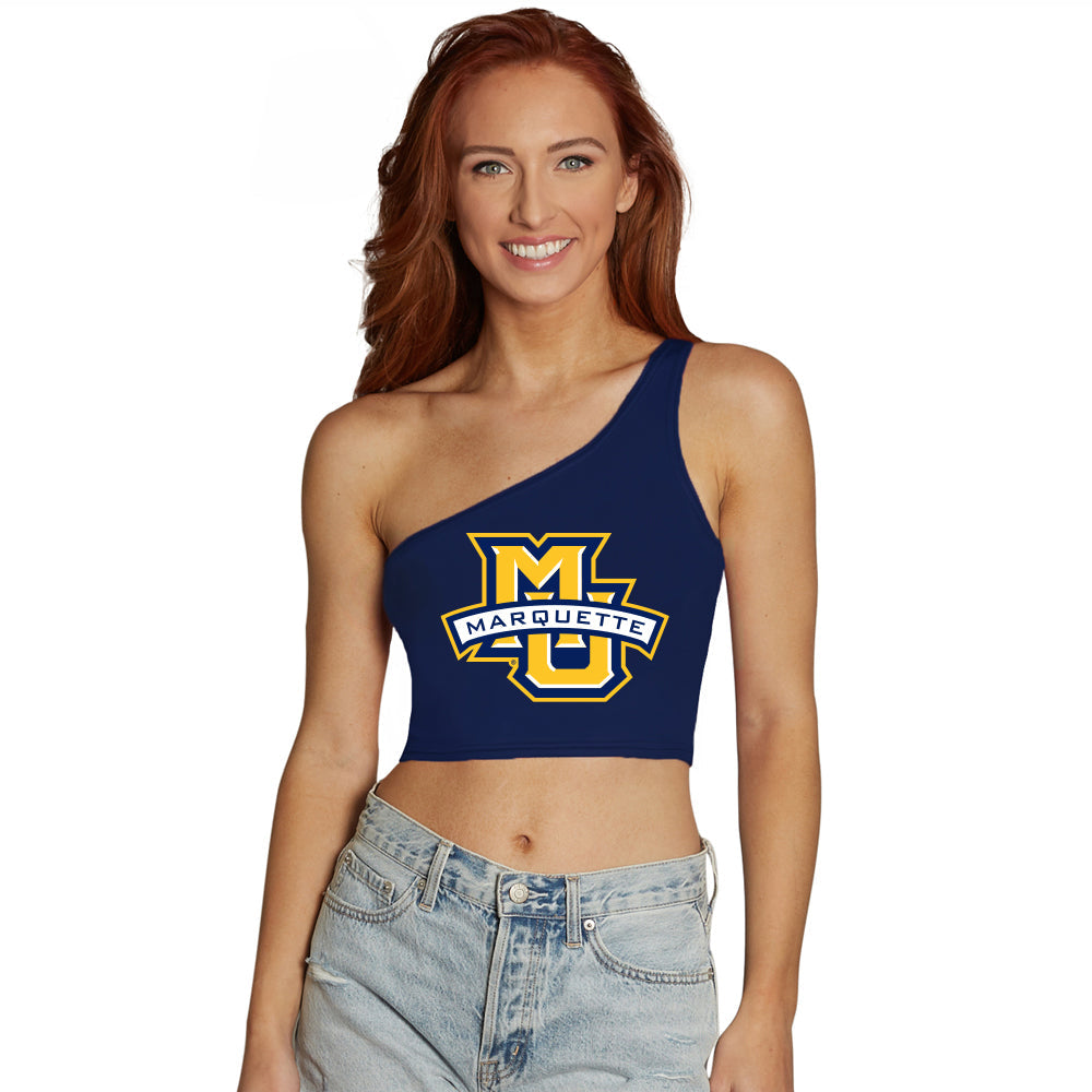 Marquette Navy One Shoulder Top | lojobands