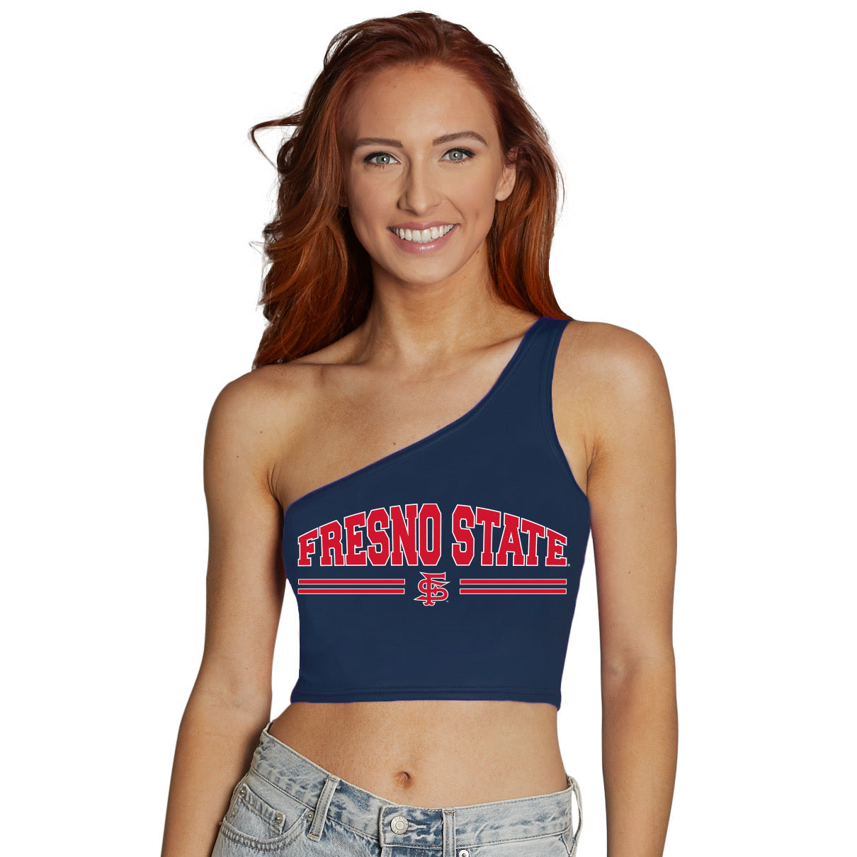 Fresno State Navy One Shoulder Top | lojobands