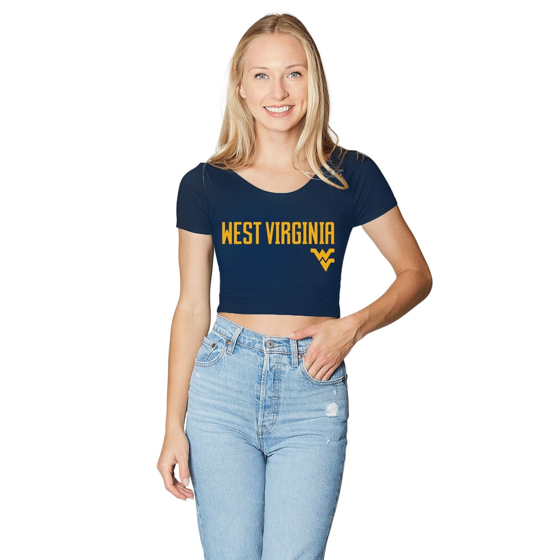 West Virginia Mountaineers Navy Blue Babydoll Tee | lojobands