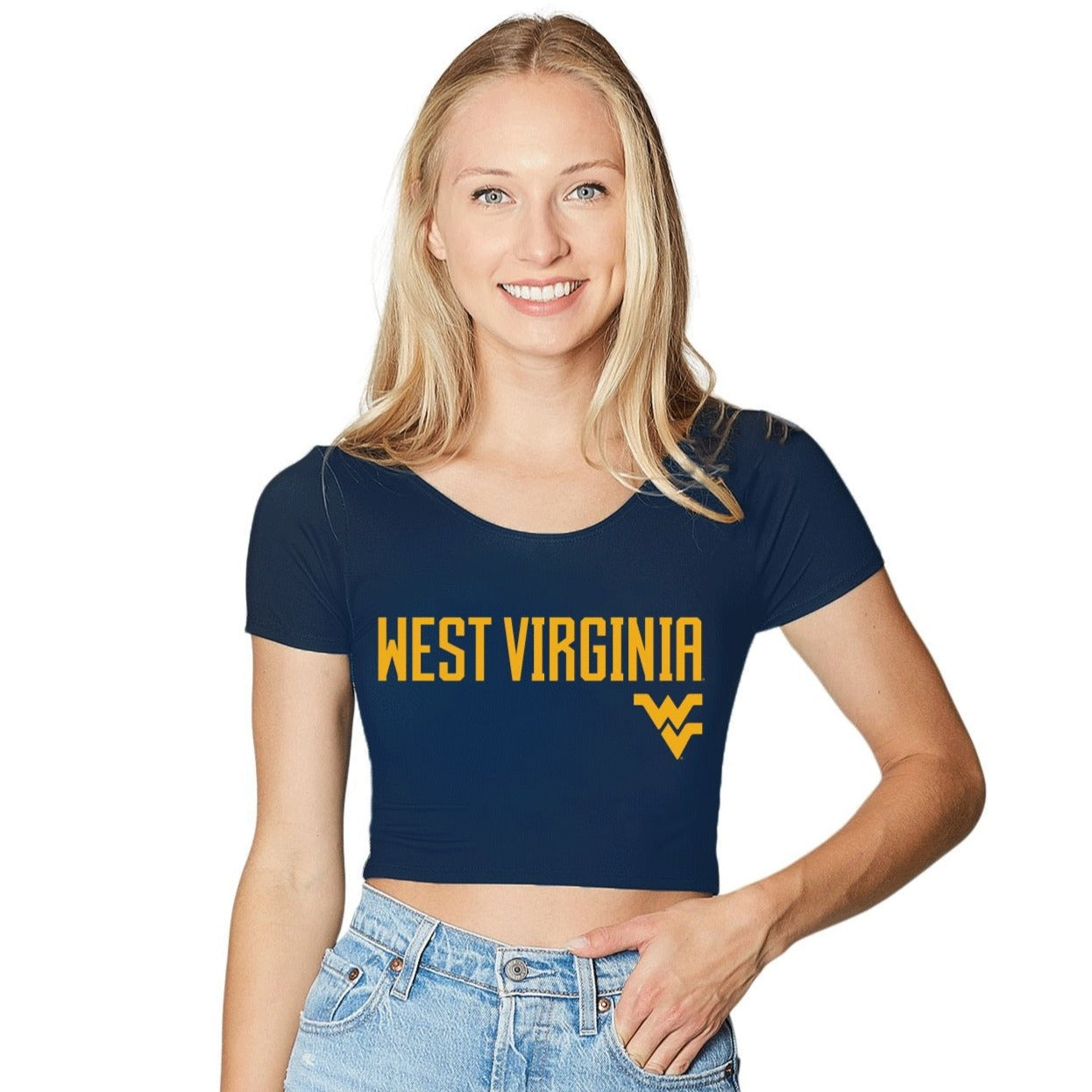 West Virginia Mountaineers Navy Blue Babydoll Tee | lojobands