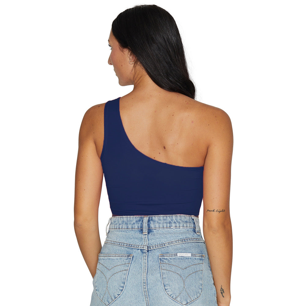 Florida Atlantic Owls Navy One Shoulder Top | lojobands