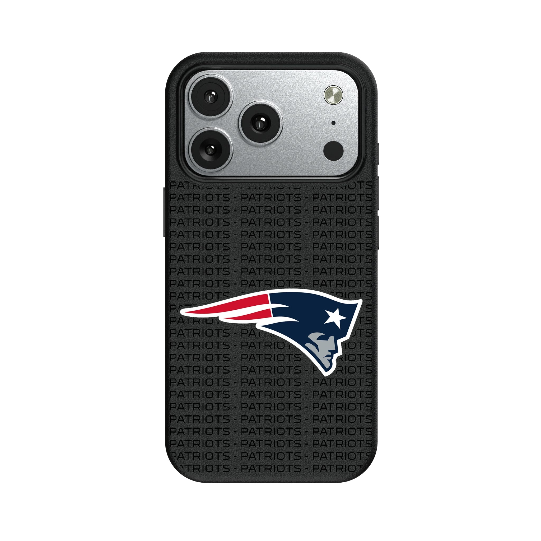 New England Patriots Text Backdrop MagSafe Compatible Phone Case for Apple iPhone 9