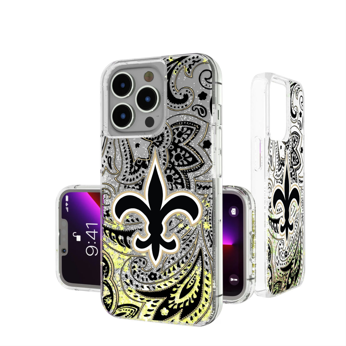 New Orleans Saints Paisley Glitter Phone Case 12