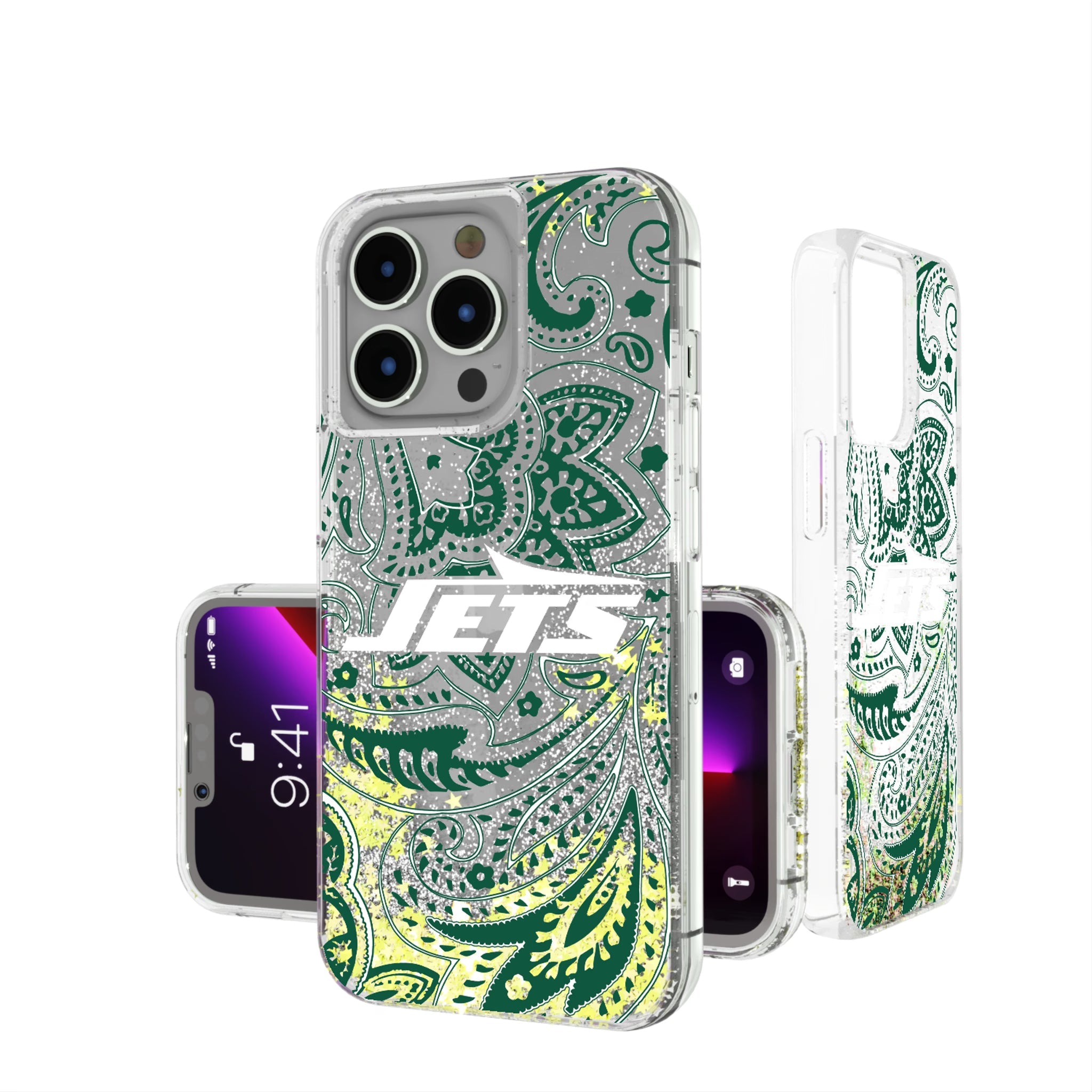 New York Jets Paisley Glitter Phone Case 3