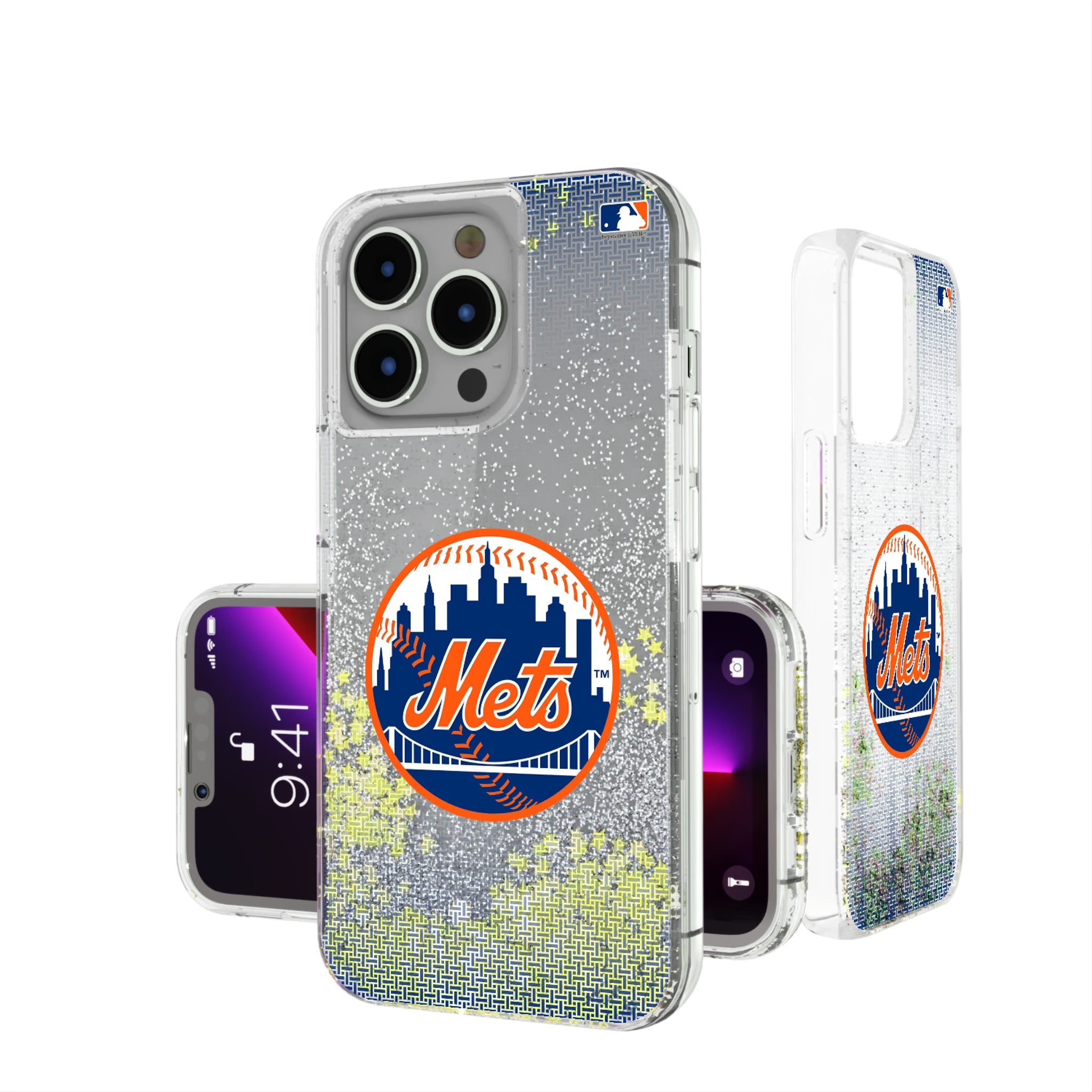 New York Mets Linen Glitter Phone Case for Apple iPhone 13